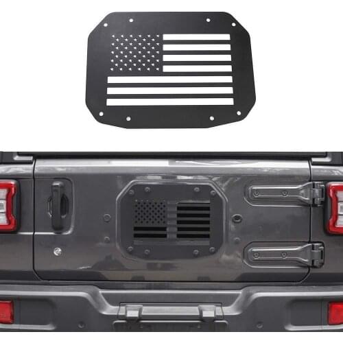 1PCS Aluminum Car Tailgate Exhaust Cover Trim 2018 for Jeep Wrangler JL USA Flag