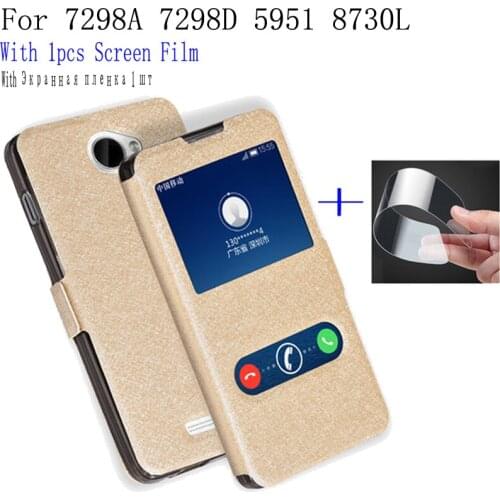 2pcs phone case For Coolpad 7298A 7298D 5951 8730L Case back Cover Flip Leather Smart View Window Shell Phone Holster case