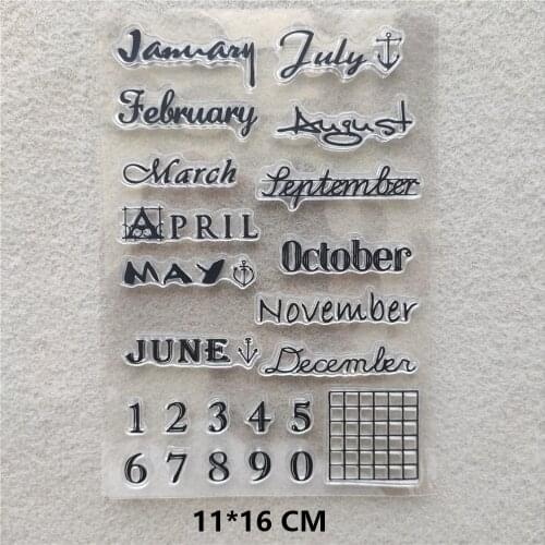 2020 Month Letters Clear Stamps DIY Scrapbooking Craft Supplies Silicone Seal Custom Photo Album Transparent Stamp for Stamping