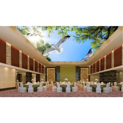 Custom photo background 3d ceiling murals wallpaper picture Green forest sky dove decoration painting wallpaper for walls 3d