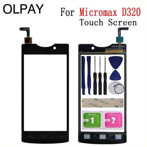 4.5'' New 100% Mobile Phone TouchScreen For Micromax D320 Touch Screen Digitizer Panel Glass Sensor Free Adhesive + Wipes