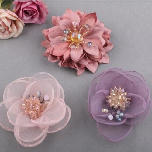 4Pcs/Lot 3Kinds Of Multicolor Crystal Children Hair Accessories Shoes And Hats Handmade Flower Decoration Materials