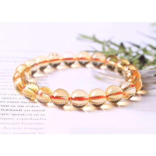 6/8mm Natural Crystal Beaded Bracelet Elastic Rope Citrine Bracelet Women Meditation Assist Jewelry
