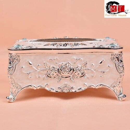 Activity Full Reduction Large High-grade Gold Zinc Alloy Tissue Box Alloy Paper Box Napkin Box for Household Cars Tissue Boxes