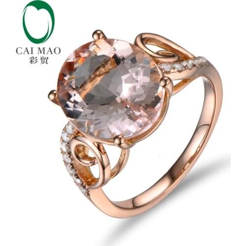Caimao 14K Rose Gold 3.80ct Oval Morganite Pave Diamond Engagement Ring Free shipping