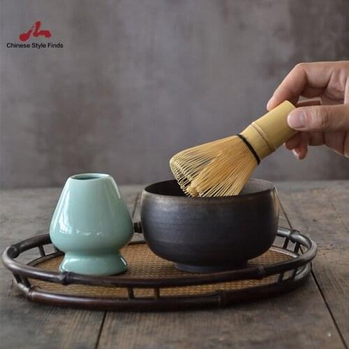 Tea Set Traditional Matcha Sets Natural Bamboo Matcha Whisk Ceremic Matcha Bowl Whisk Holder Japanese Tea Sets Drinkware