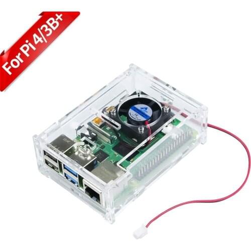 XiaoR Geek Raspberry Pi 4 Case, Acrylic Case with Cooling Fan for Raspberry Pi 4 Model B/Pi 3B