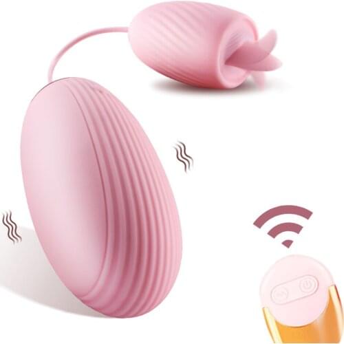 Double Head Vibrating Egg Wireless Remote Control Jump Egg Tongue Licking Dildo Vibrators Clitoral Stimulatior Vibrator Sex Toys