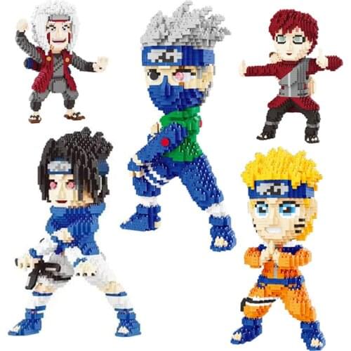 Naruto Shippuden Building Blocks Anime Character Kakashi Sasuke Jiraiya Childrens Anime Figure Kid Blocks Toys Cartoon Boy Toy