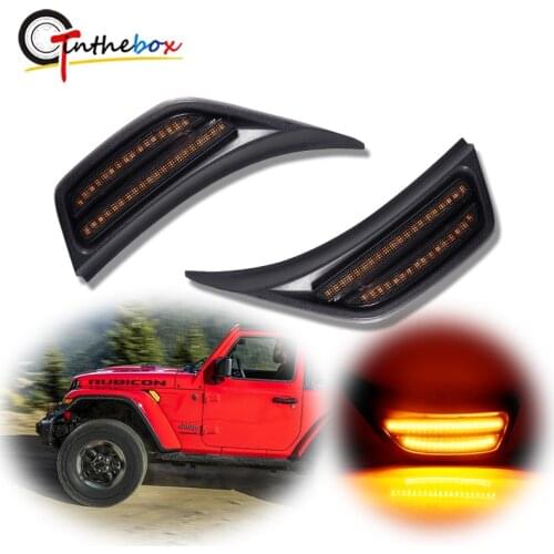 Amber LED Car Front Fender Side Marker Lights For Jeep Wrangler JL JLU Sport, Rubicon, Sahara, Gladiator JT etc Turn Signal Lamp