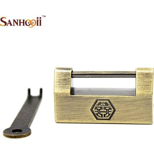 Chinese Antique Brass Padlock Jewelry Box Padlock Lock Box Old Style Door Hardware & Locks Decoration Gadgets ZM56