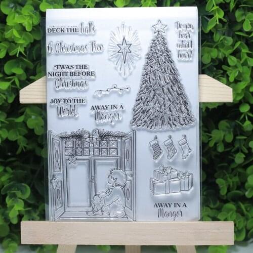 Deck the halls away in a manger transparent clear stamps for Scrapbooking/Card Making/Stamp set stationery gift fun decor supply