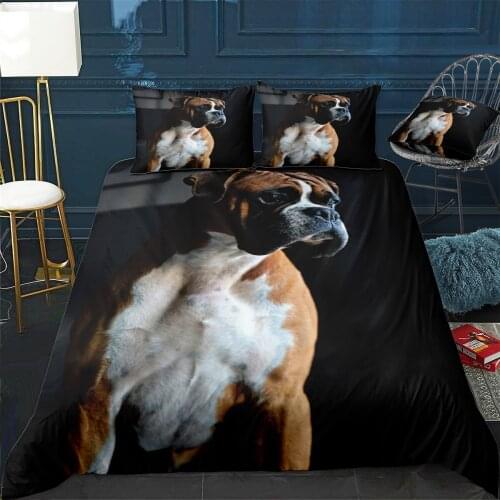 Beautiful Boxer Dog Quilt Cover Pillowcase 3Piece Comforter Bedding Set With Pillow Case Single Double Duvet Cover Home Decora