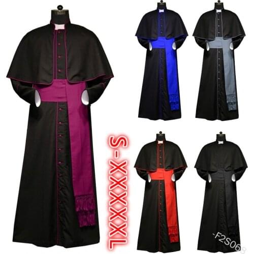 Medieval Cosplay Costumes For Man Halloween Vintage Renaissance Wizard Monk Priest Cloak Party Solid Cape Robes