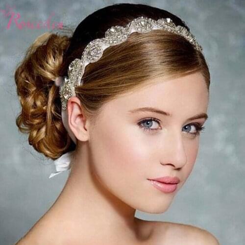 Ribbon Hairwear Women Rhinestone Trendy Tiaras Hairbands Wedding Fashion Jewelry Bride wedding Hair Accessories RE592