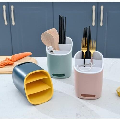 Multifunctional Chopstick Spoon Fork Cutlery Storage Holder Plastic Three Layer Cutlery Drainer Rack for Kitchen Tableware Shelf