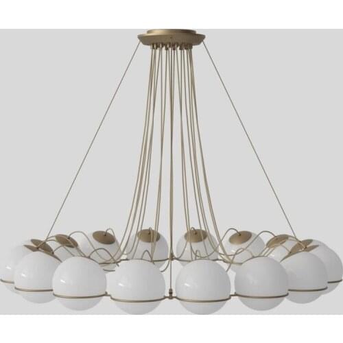 Multi-ball living room bedroom model room warm chandelier Nordic art ring glass ball chandelier