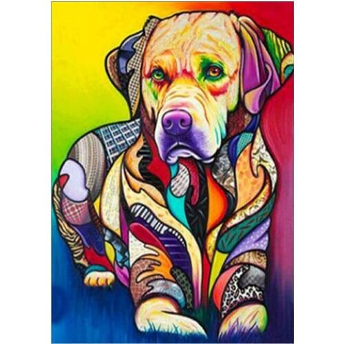 5D Diamond Painting Color Dog DIY Round Full Diamond Embroidery Set Landscape Home Decoration Crafts 30*40cm
