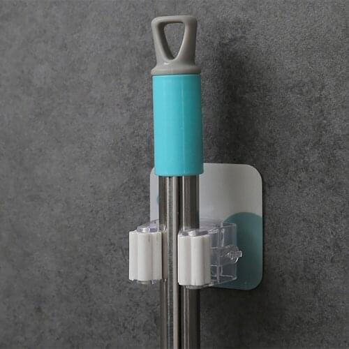 1Pc Mop Broom Holder Wall Mounted Mop Holder Household Adhesive Storage Broom Hanger Mop Hook Racks Kitchen Bathroom Organizer