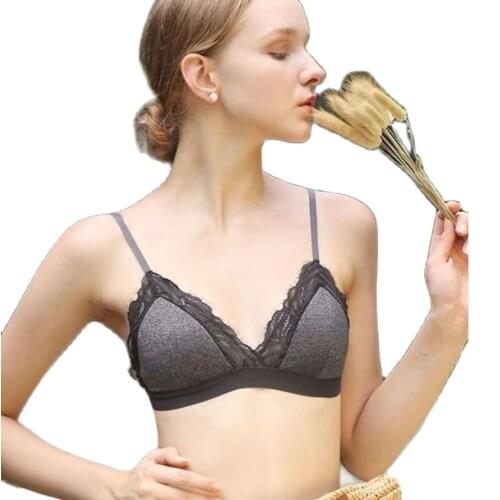 New Sexy Lace French Triangle Soft Thin Cup Bra Wrie Free Push Up Underwear Lingerie Brassiere Bralette Young Girl 70 75 80 B