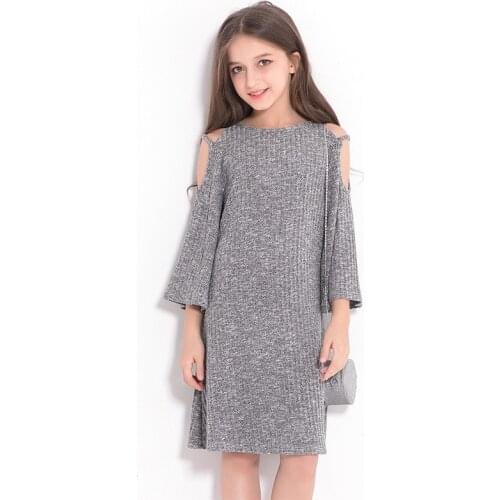 Girls Dress 10 to 12 years Off-shoulder A-line Dress Big Girls Clothes Spring Winter Kids Girls Dress