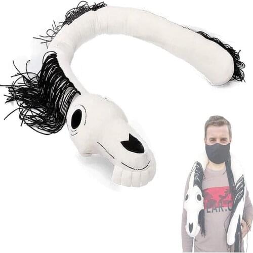 Pop Games White Long Horse Siren Head Plush Toy Trevor Dream Horse Soft Stuffed Animals Doll Black Horror Peluches Toys