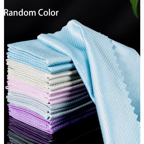 12Pcs Glass Cleaning Cloth Dishcloth Lint Free for Windows Cars Kitchen Mirrors Traceless Reusable Fish Scale Rags