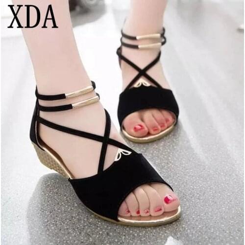XDA 2019 fashion Women zipper sandals Shoes woman footwear sandals Womens summer shoes Gladiator Casual Ladies Shoes