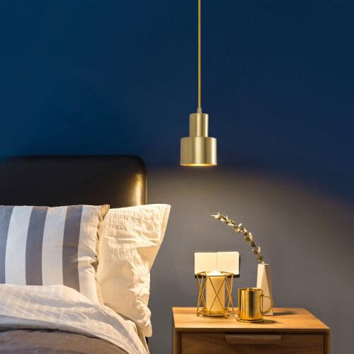 Modern Personality Brass Bed Head LED Small Chandelier Ins Bedroom Hanging Line Lamp Nordic Creative Minimalist Bar Desk Lamp