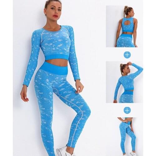 Sports 2PCS Suit Women Workout Sports Outfit Gym Women Clothing Set Sport Set Fitness Set Wear High Waist Gym Seamless Clothes