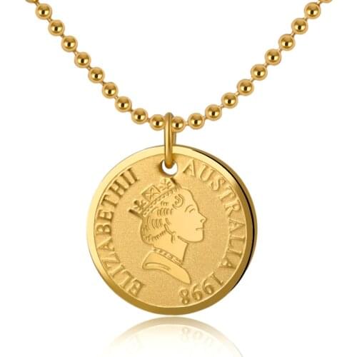 Vintage Jewelry Queen Elizabeth II Pendant Necklace for Women Head Portrait Coin Choker Necklaces Gold Silver Bijou Accessory