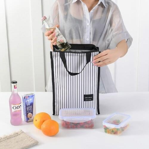 Oxford Lunch Bags for Women Men Striped Food Cooler Bag Picnic Insulated Lunch Tote Lunch Box Bag Lunchbox Bag