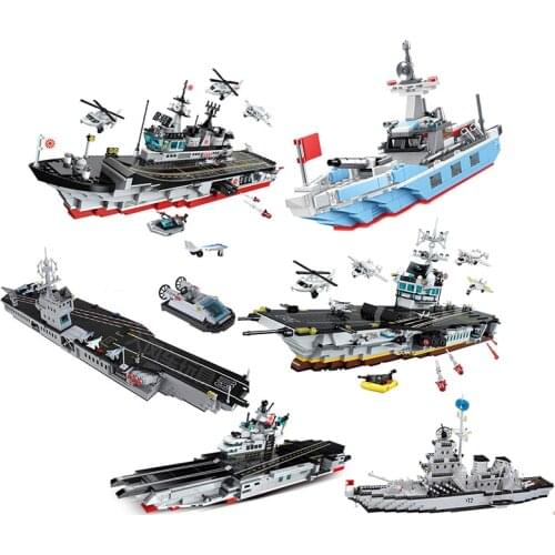 Battleship Military Aircrafted Carrier Model Building Blocks Bricks Warcrafted Navy War ship USS Enterprise plane fighter toys