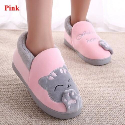 2020 Women Winter Warm Home Slippers Couple Shoes Female Plush Animal Slip On Soft Indoor Flats Comfort Ladies Man
