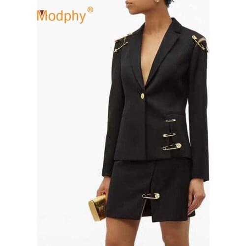 WomenS Black V-Neck Mesh Pin Temperament Suit Jacket New Lapel Long-Sleeved Slim Jacket Fashion Winter 2019 New
