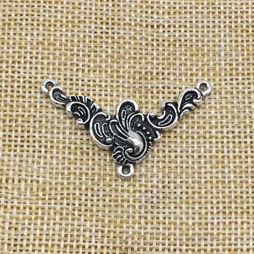 10Pcs Three Hole Flower Charms Connectors Antique Silver Color DIY Jewelry Making Handmade Crafts