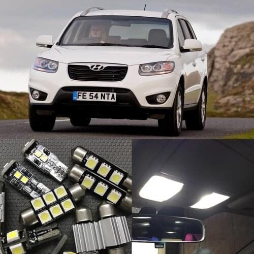 13pcs Error Free White Premium LED Interior Light Kit For 2007-2012 Hyundai Santa Fe Interior Map Dome Trunk License Plate Lamp