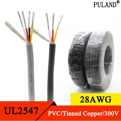 28AWG UL2547 Shielded Wire 2 3 4 5 6 7 8 Cores PVC Insulated Channel Amplifier Audio Signal Cable Tinned Copper Control Line