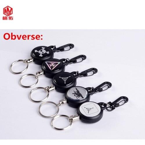 2PCS Elastic Steel Wire Rope Elastic Keychain Rear Seat Movement Retractable Alarm Key Anti-Lost Ring Color Random