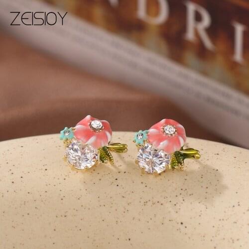 2020 Fashion 1 Color AAA CZ Element Stud Earrings Women Wholesale Cheap Factory Price ET-059