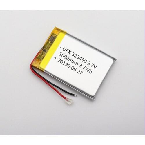 3.7V 523450 1000mAh Polymer Lithium Rechargeable Battery Li-ion Battery for Smart Phone DVD MP3 MP4 Led Lamp