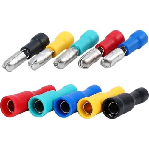 50pcs 22~16 AWG Audio Wiring Female and Male Insulated Electric Connector Crimp Bullet terminal