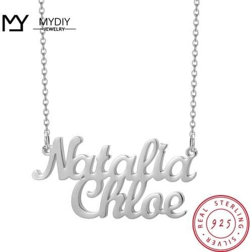 925 Sterling Silver Double Name Custom Text Custom Couple Name Necklace Simple Pendant Personalized Best Gift For Girlfriend
