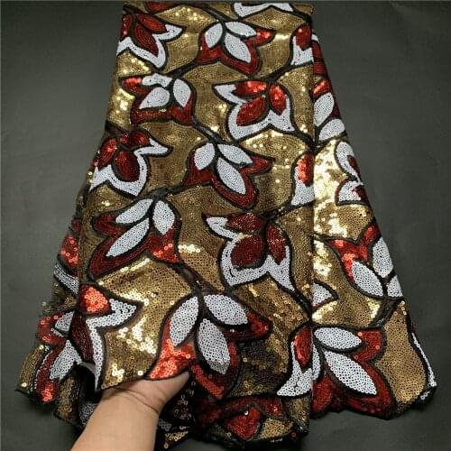 African French Tulle Lace Fabric High Quality African Lace Fabric Heavy Sequins Nigerian Mesh Laces For Wedding Sewing ZP103