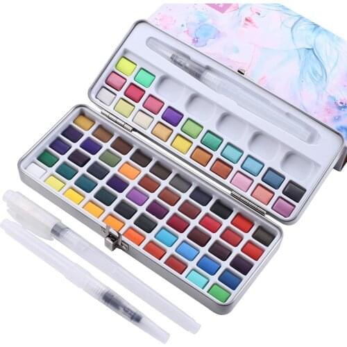 Watercolor Paint Set, 72 Colors - Including Metallic and Neon, Watercolors Field Sketch Set with Brush for Students, Kids, Begin
