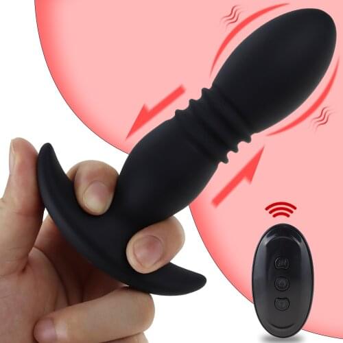 Automatic Telescopic Anal Masturbator Prostate Massager Vibrating Dildo Butt Plug Wireless Remote Adult Anal Sex Toys for Man