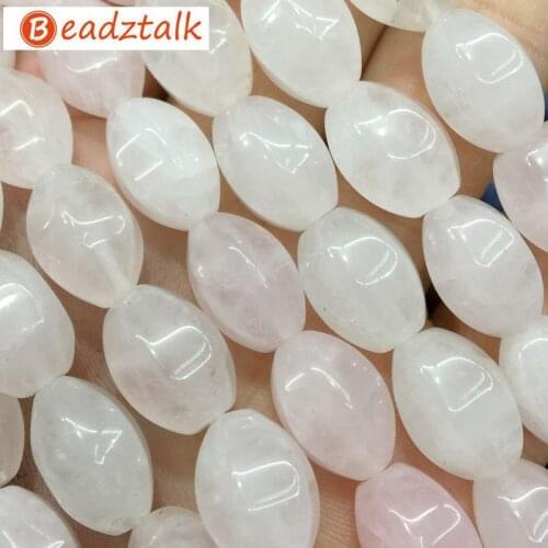 Beadztalk Colorful Stone Beads Oval Rice 10x14 mm Pink Crystals For DIY Jewelry Making Supplies Hot Sale