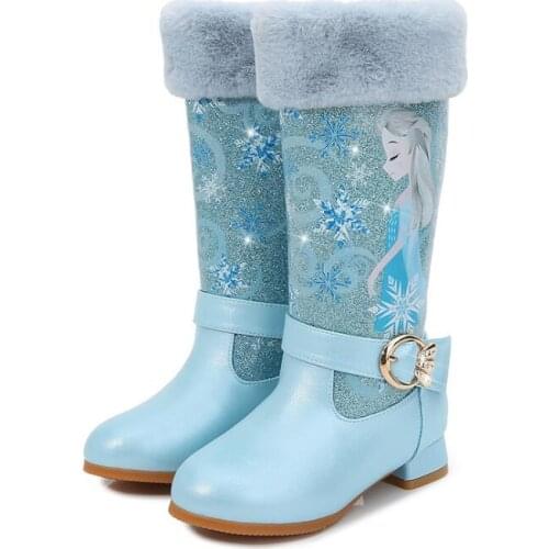 Girls Fashion Boots Kids Princess PU Leather Water-proof Children Warm Cotton Boots Kids Big Girls Boot