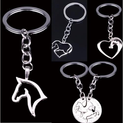 Horse Puzzle Coin Pendant Keychain Animals Charm Key Chain Couples BFF Key Ring Love Friends Keyring Key Holder Men Women Gifts