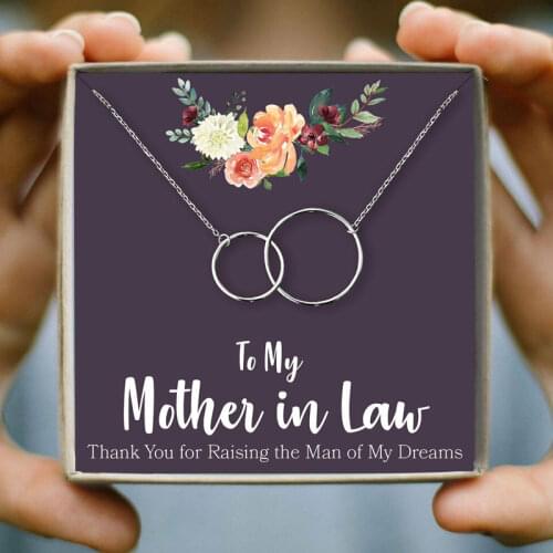 Two Interlocking Pendant Necklace Women Infinity 3 Color Double Circles Chain Necklace Christmas Family Gift To My Mother in Law